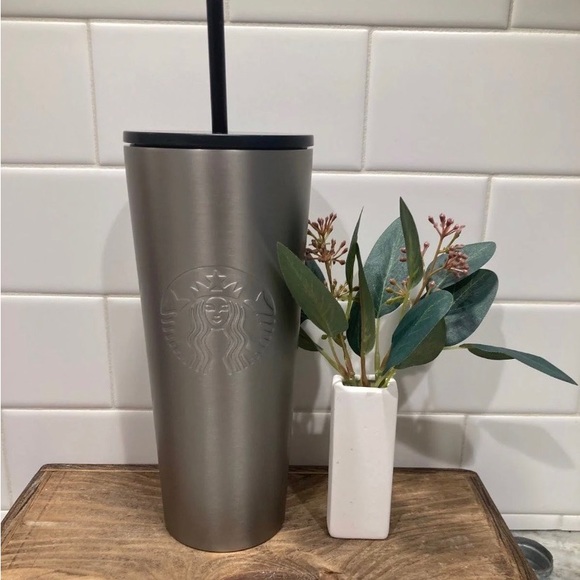 Starbucks Brushed Silver Stainless Cup Steel Cold Tumbler 24oz Venti New 2022 - Picture 10 of 12